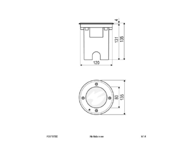Mazeichnung EVN PC67107002 LED Bodeneinbauleuchte 3000K IP67 alu