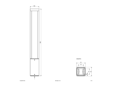 Mazeichnung EVN WLQ65071502H LED Wegeleuchte 3000K 650mm anth