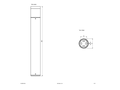 Mazeichnung EVN WLR65091502 LED Wegeleuchte 3000K 650mm anth