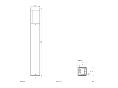 Mazeichnung EVN WLQ65071502 LED Wegeleuchte 3000K 650mm anth