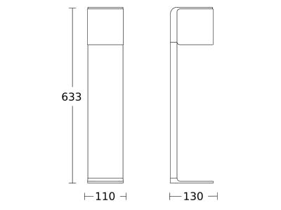 Mazeichnung 2 Steinel GL80LED iHF SI Sensoraussenleuchte