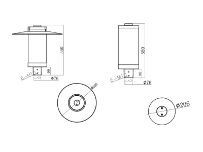 Mazeichnung Abalight FOKUS 55 740 H V LED Mastaufsatzleuchte 4000K