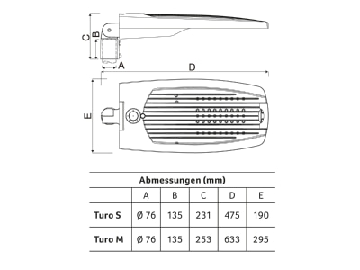 Mazeichnung Abalight TURO S 35 740 ST LED Aussenleuchte 4000K 