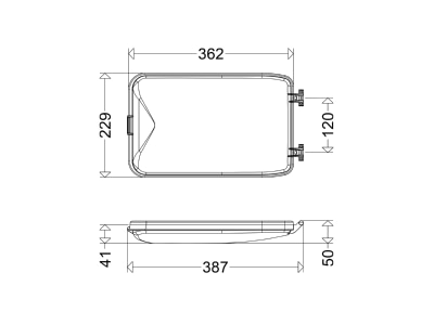 Dimensional drawing Schuch 42000 PC Luminaire cover for luminaires