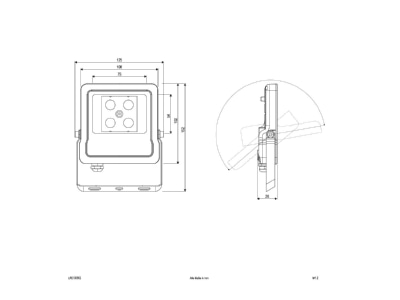 Dimensional drawing EVN LFE100902 Downlight spot floodlight
