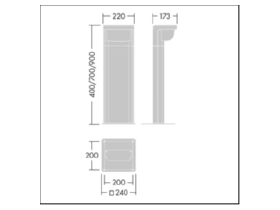 Dimensional drawing Thorn RAB 1L35   96631803 Luminaire bollard LED not exchangeable RAB 1L35  96631803