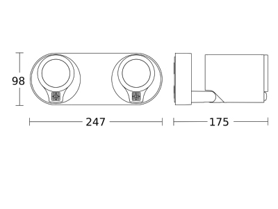 Dimensional drawing 1 Steinel Spot DUO Sensor Con  Downlight spot floodlight 2x15W
