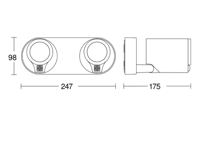Dimensional drawing 2 Steinel Spot DUO Sensor Con  Downlight spot floodlight 2x15W