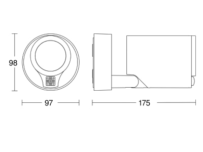 Dimensional drawing 2 Steinel Spot ONE Sensor Con  Downlight spot floodlight 1x7W