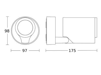 Dimensional drawing 1 Steinel Spot ONE Slave Downlight spot floodlight 1x7W
