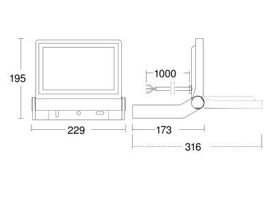 Dimensional drawing 2 Steinel XLED ONE anthrazit Downlight spot floodlight