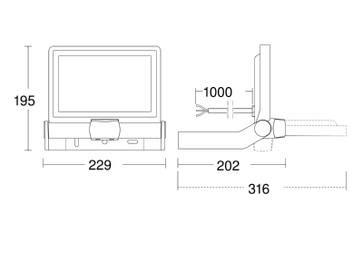 Dimensional drawing 1 Steinel XLED ONE S 3000K WS Sensor activated LED spotlight 3000 K 
