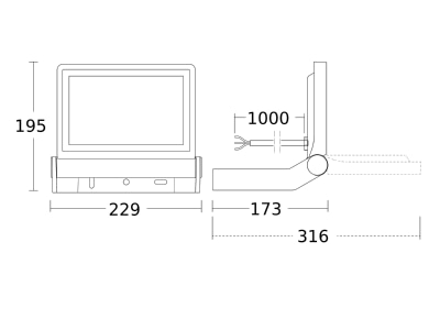 Dimensional drawing 2 Steinel XLED ONE weiss Downlight spot floodlight