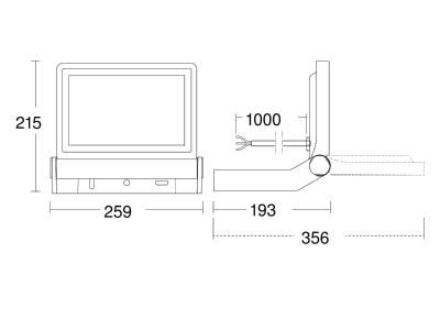 Dimensional drawing 1 Steinel XLED ONE XL weiss Downlight spot floodlight
