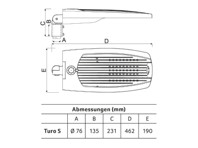 Mazeichnung Abalight TURO S 18 40 740 ST LED Aussenleuchte 4000K 
