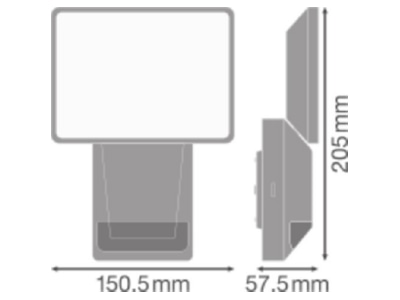 Dimensional drawing LEDVANCE EPROFLOODS154KIP55DG Downlight spot floodlight