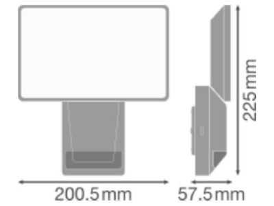 Dimensional drawing LEDVANCE EPROFLOODS274KIP55DG Downlight spot floodlight