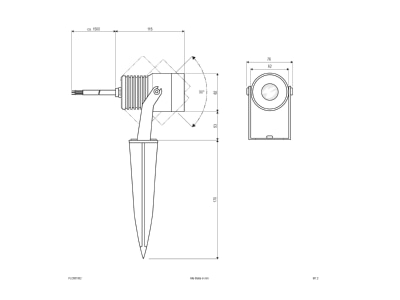 Dimensional drawing EVN PLC651002 Downlight spot floodlight