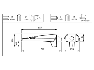 Ma�zeichnung Philips Licht BGP703 LED  05971900 LED Strassenleuchte 3000K BGP703 LED 05971900
