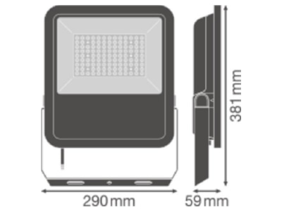 Dimensional drawing LEDVANCE FLAREA72W830ASYM Downlight spot floodlight