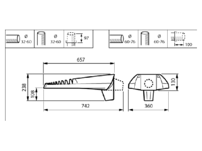 Ma�zeichnung Philips Licht BGP704 LED  05974000 LED Mastleuchte 740  DALI BGP704 LED 05974000