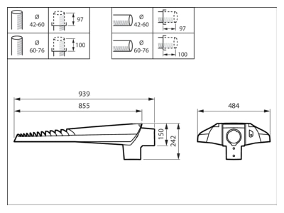 Mazeichnung Philips Licht BGP705 LED  10404400 LED Mastleuchte 740  DALI  BGP705 LED 10404400