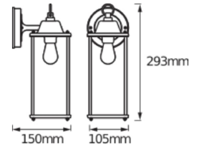 Ma�zeichnung LEDVANCE ENDURA 4058075206649 Wandleuchte E27 sw ENDURA4058075206649