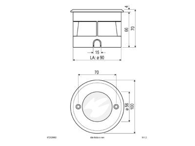 Mazeichnung EVN 672029902 LED Bodeneinbauleuchte IP67 RGB