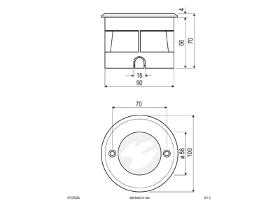 Mazeichnung EVN 6722502A LED Bodeneinbauleuchte IP67