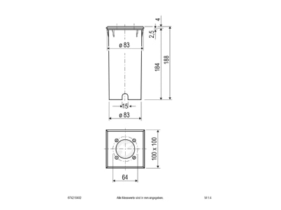 Ma�zeichnung EVN 674210402 Bodeneinbauleuchte mit LM IP66