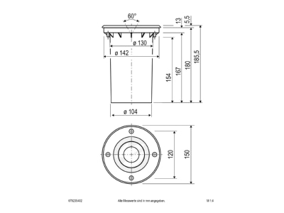 Mazeichnung EVN 678235402 LED Bodeneinbauleuchte IP67
