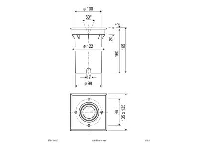 Mazeichnung EVN 678410402 LED Bodeneinbauleuchte IP67