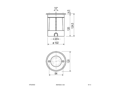 Mazeichnung EVN 679235402 LED Bodeneinbauleuchte IP67