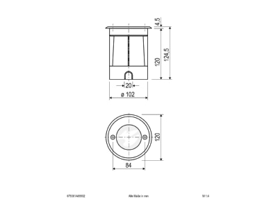Mazeichnung EVN 679361A89902 LED Bodeneinbauleuchte IP67 RGBW