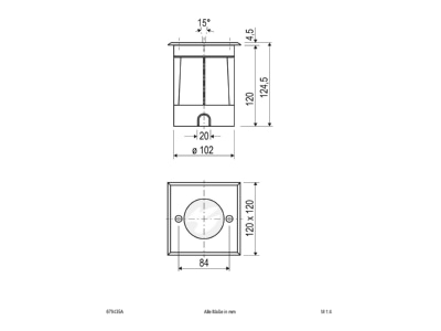 Mazeichnung EVN 679435A LED Bodeneinbauleuchte IP67