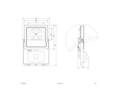 Dimensional drawing EVN LFE100902BM Downlight spot floodlight