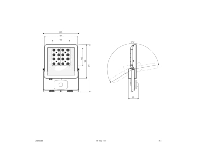 Dimensional drawing EVN LFE300902BM Downlight spot floodlight