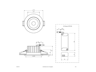 Dimensional drawing EVN P65130140 Downlight spot floodlight
