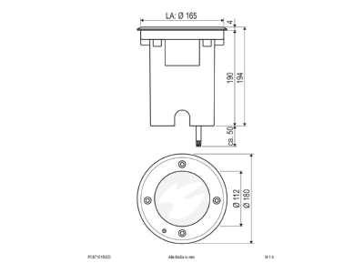 Mazeichnung EVN PC67101502D LED Bodeneinbauleuchte IP67