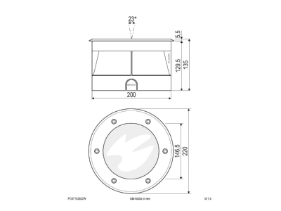 Mazeichnung EVN PC67102402W LED Bodeneinbauleuchte IP67