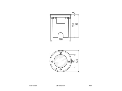 Mazeichnung EVN PC67107002A LED Bodeneinbauleuchte IP67