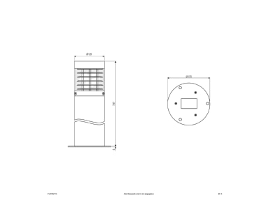 Dimensional drawing EVN PLR752715 Luminaire bollard 1x0 1   20W