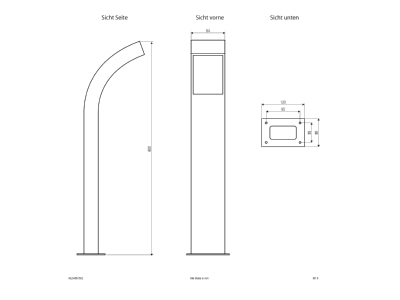 Dimensional drawing EVN WL54061502 Luminaire bollard LED not exchangeable

