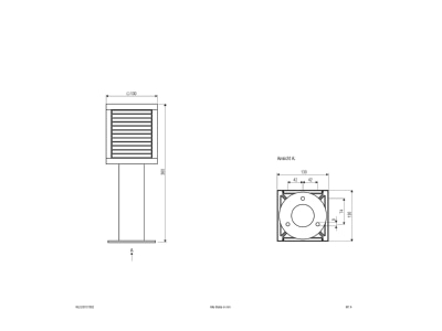 Dimensional drawing EVN WLG35101502 Luminaire bollard LED not exchangeable