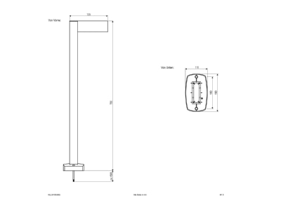 Dimensional drawing EVN WLL541553062 Luminaire bollard 1x0 1   11W
