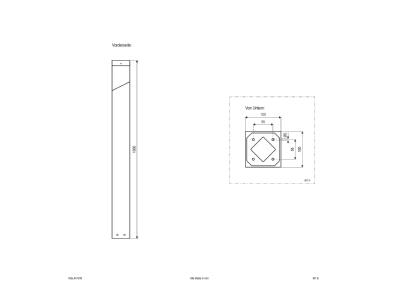 Dimensional drawing EVN WSL441015 Luminaire bollard 1x0 1   13W