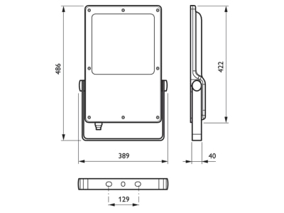 Dimensional drawing Philips Licht BVP130LED205 4S 730A Downlight spot floodlight 80x161W