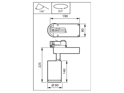 Dimensional drawing Philips Licht ST770T 49S  97719100 Downlight spot floodlight
