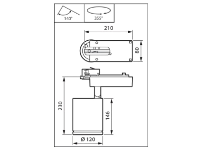 Dimensional drawing Philips Licht ST780T 49S  97756600 Downlight spot floodlight