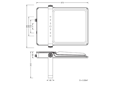 Dimensional drawing Siteco 5XA7592E2K22 Downlight spot floodlight